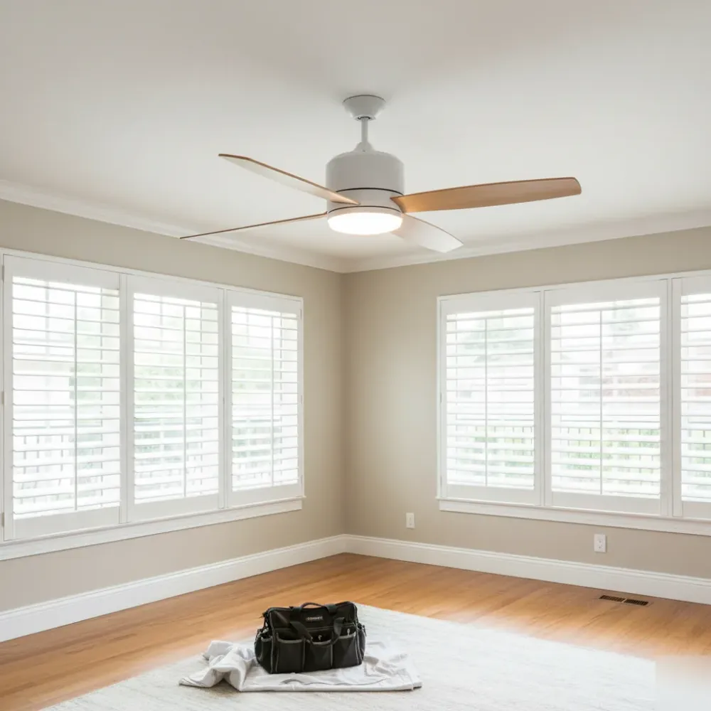 Fully repaired and balanced ceiling fan installed in an Oahu home