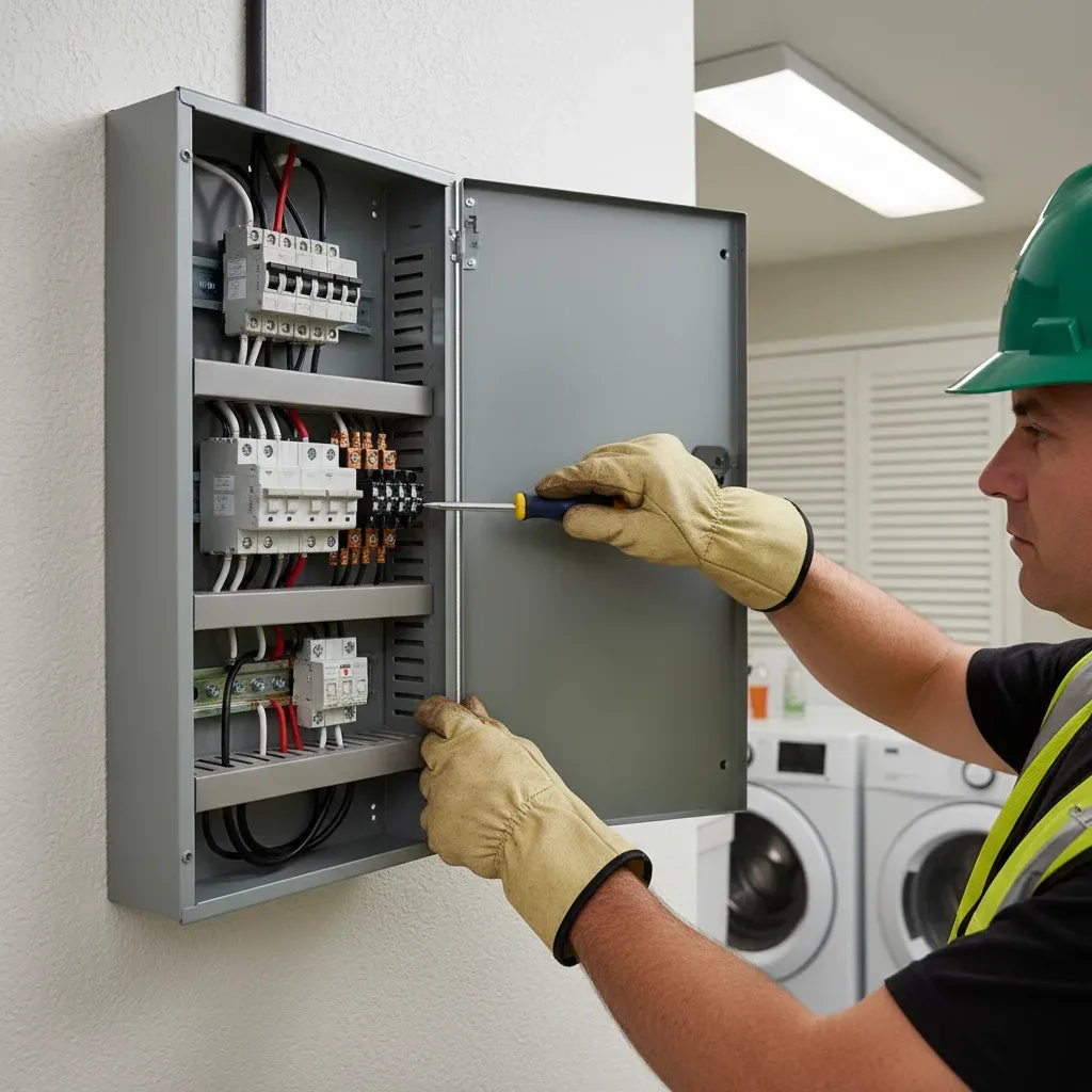 Circuit breaker installation and repair service performed by electrician in Oahu home