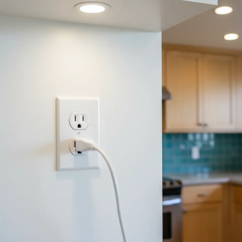 Newly installed electrical outlet completed in an Oahu kitchen