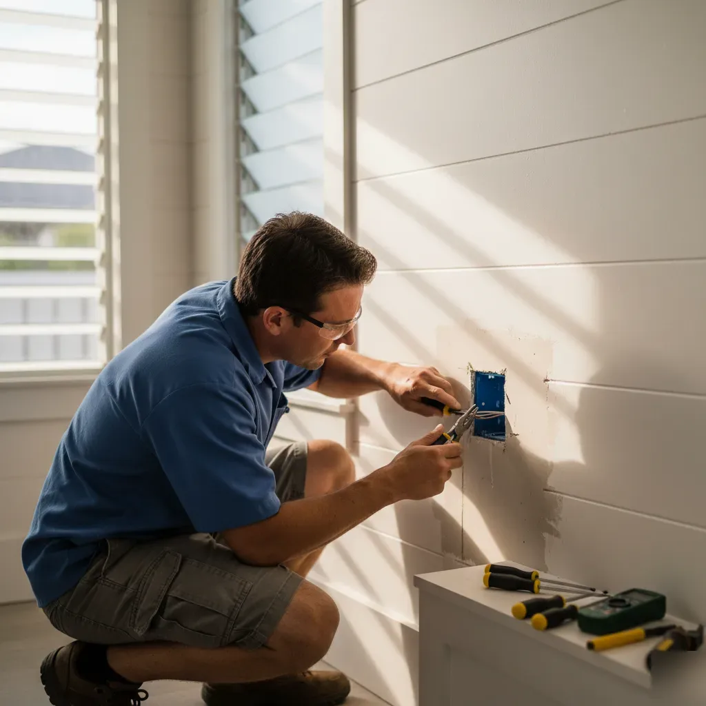 Electrical outlet relocation service performed by electrician in Oahu home