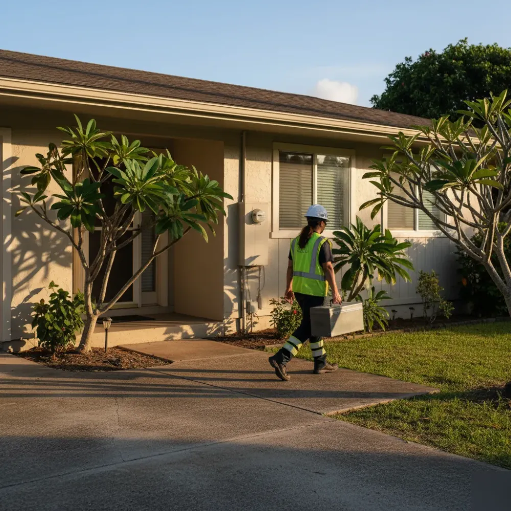 Electrician arriving at Oahu home for electrical panel repair service
