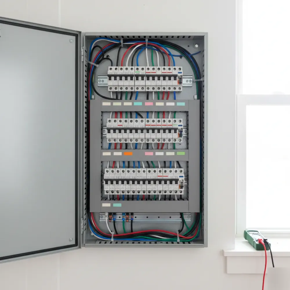 Completed electrical panel after safety inspection service in Oahu home