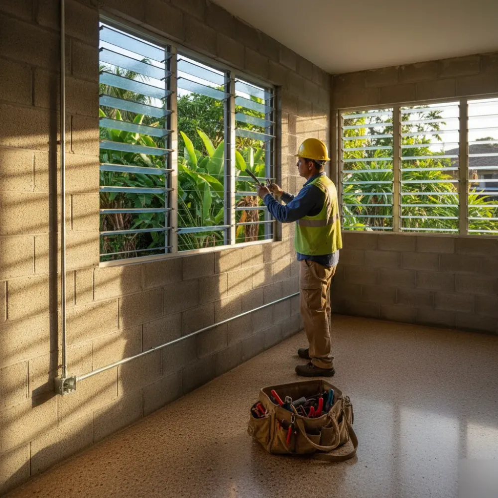 Electrician installing wiring inside Oahu home authentic local setting