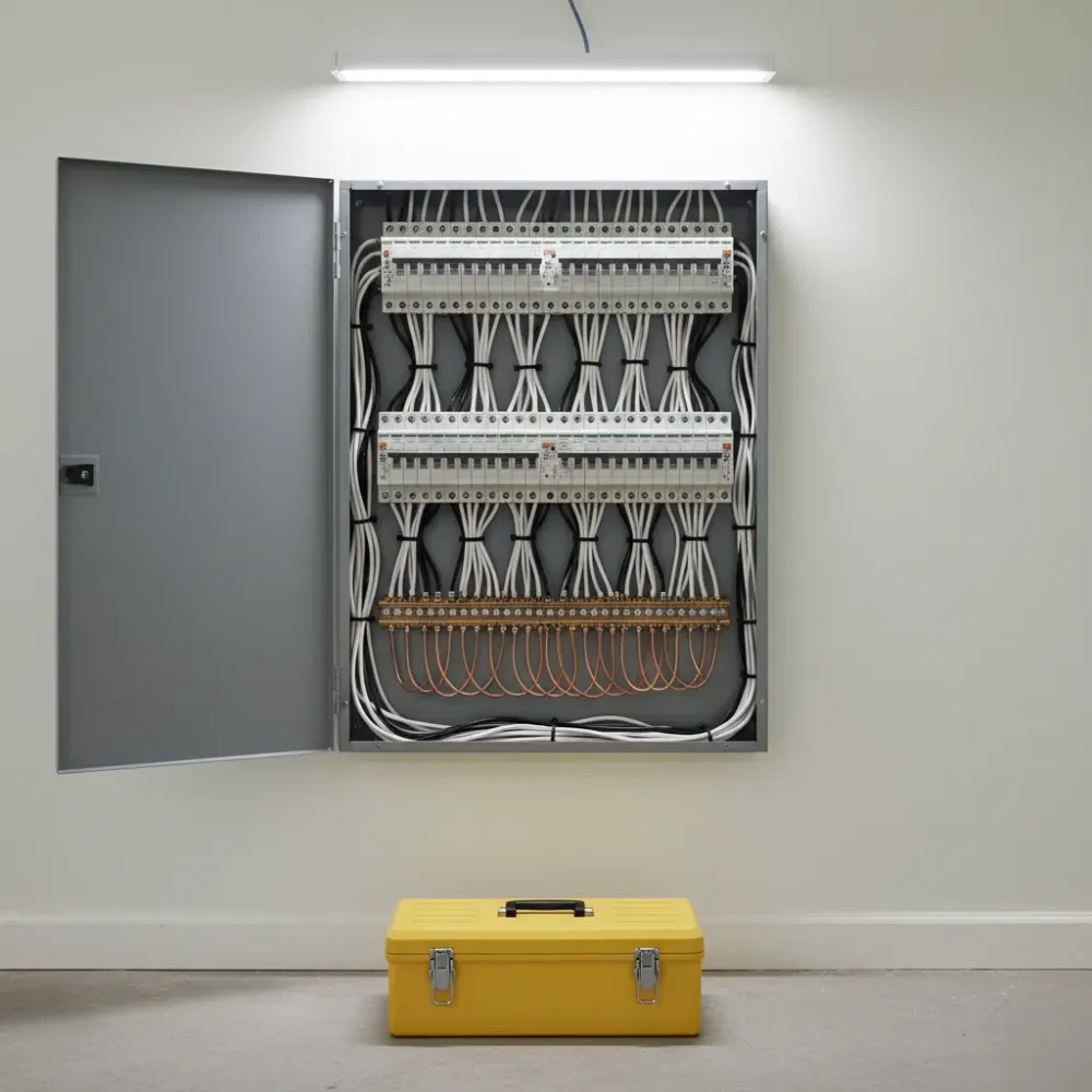 Completed residential electrical panel wiring repair finished result in Oahu home