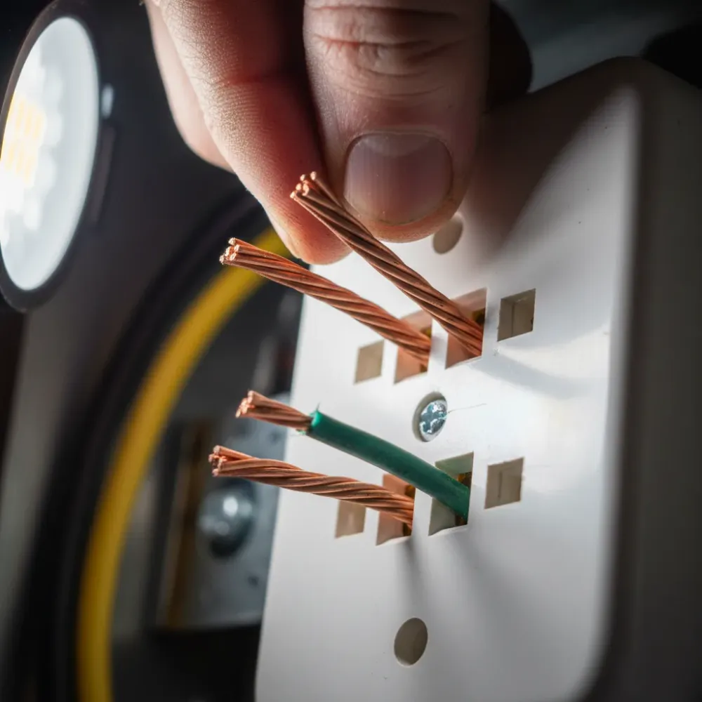 Close-up GFCI outlet wiring installation detail in Oahu residence