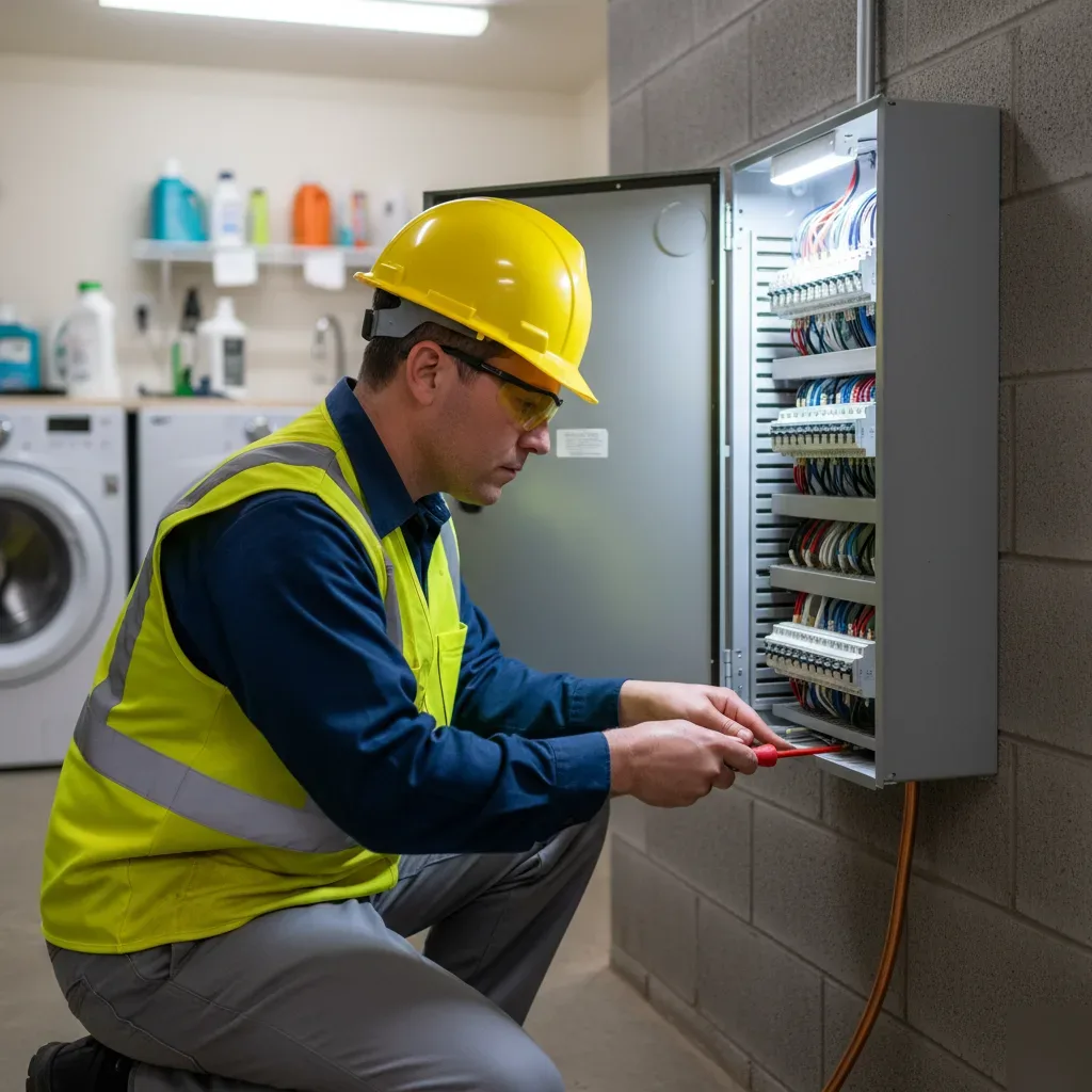 Electrician securing grounding wire inside residential electrical panel during grounding installation in Oahu