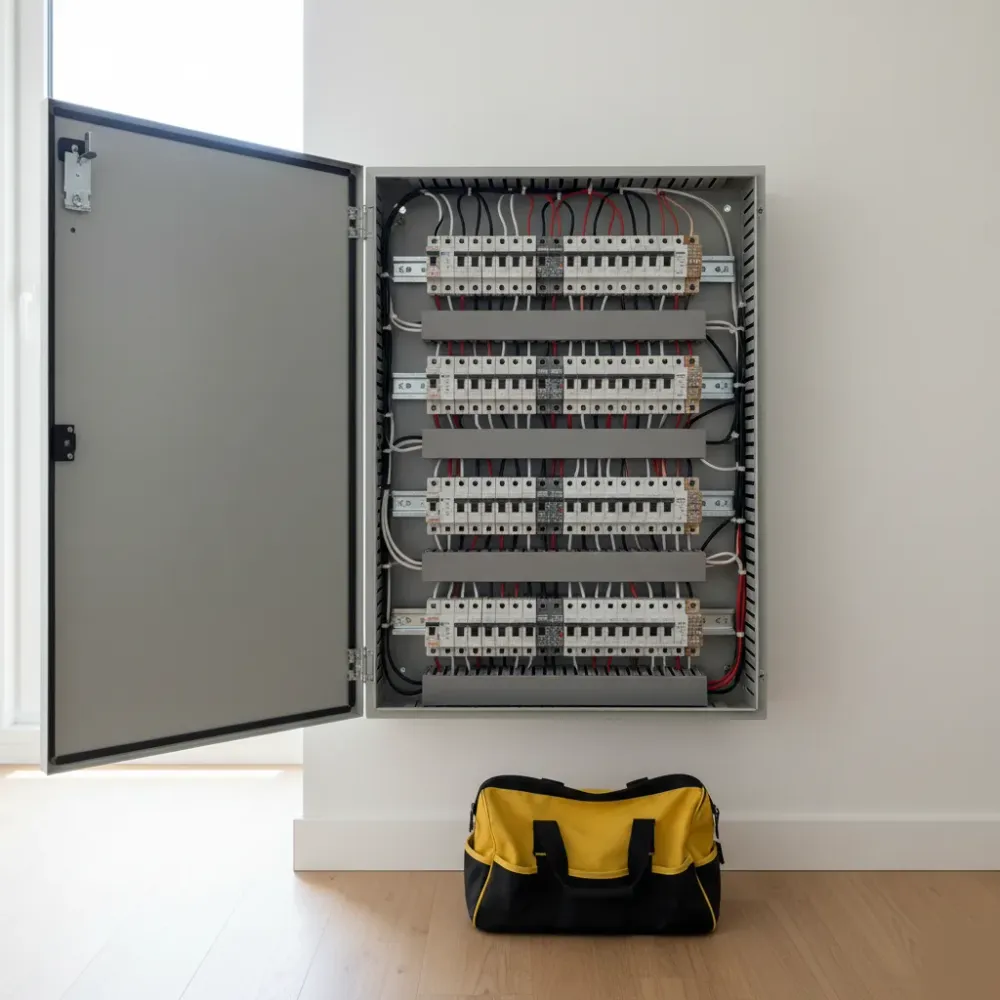 Organized residential electrical panel after completed power restoration in Oahu