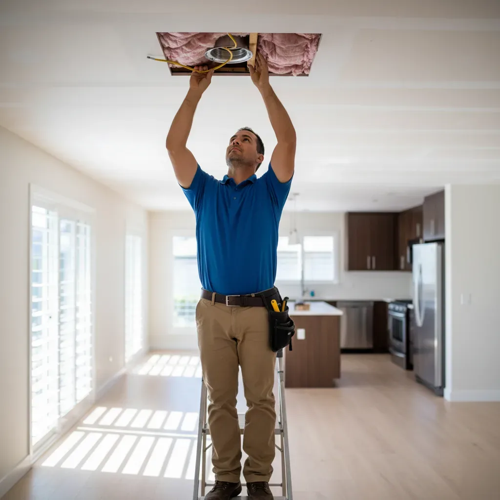 Recessed lighting installation in Oahu living room ceiling by licensed electrician