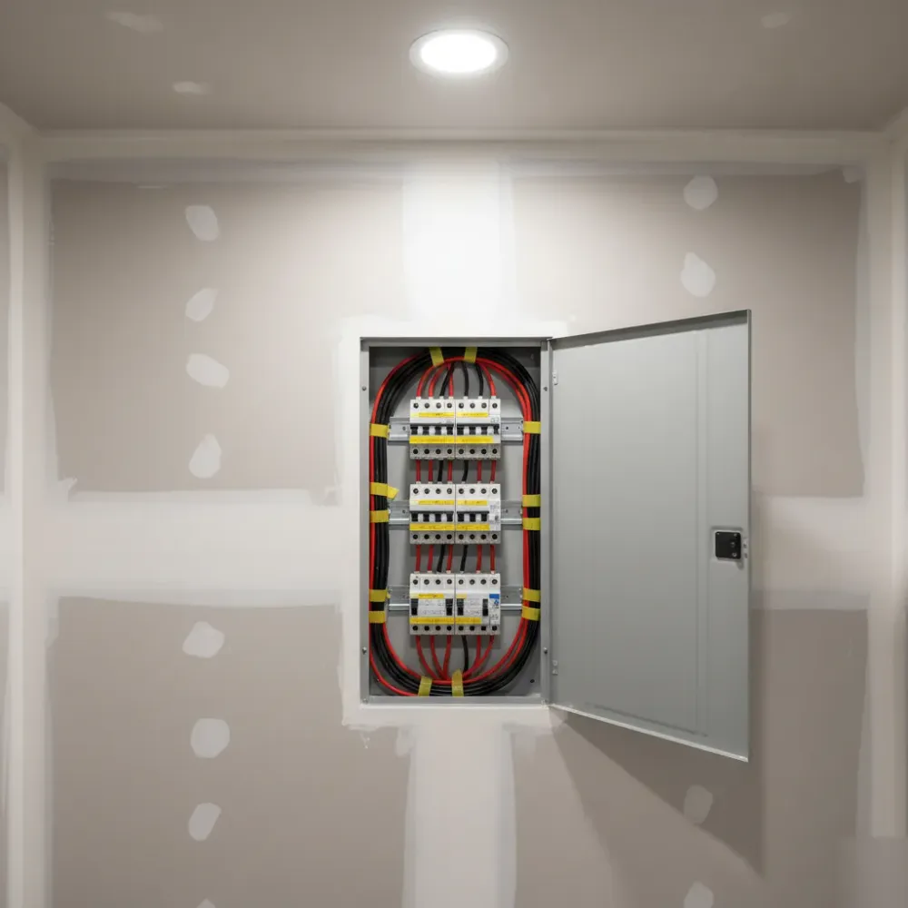 Newly installed electrical panel after rewiring remodel in Oahu home